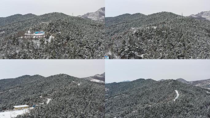 航拍森林雪景素材