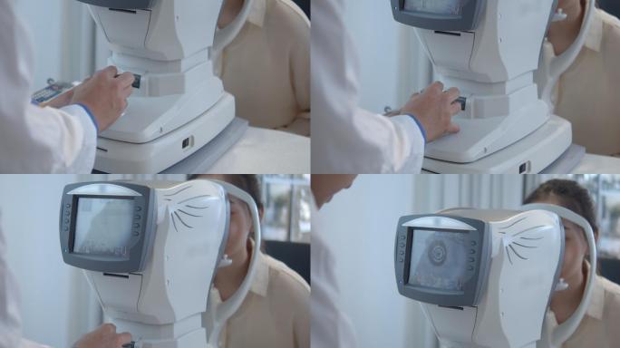 眼科医生检查病人的眼睛