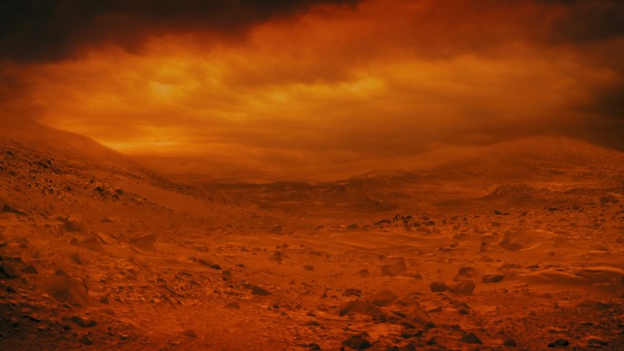 火星上充满沙尘暴和闪电的恶劣景观