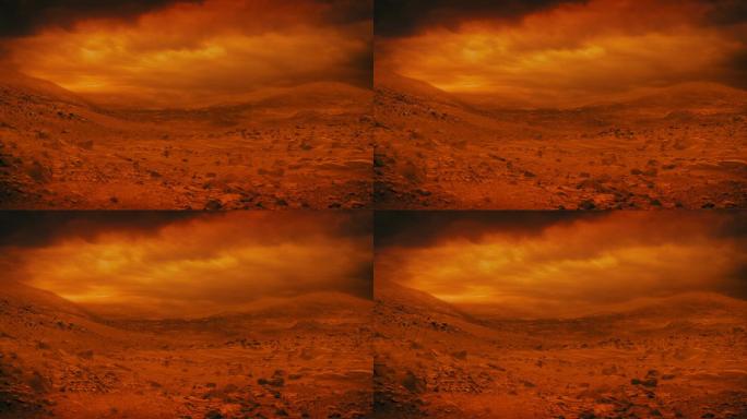 火星上充满沙尘暴和闪电的恶劣景观