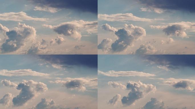乌云慢行的天空云彩延时飞鸟经过飞过