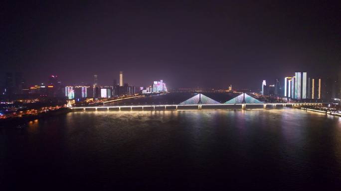 4k银盆岭大桥-湘江夜景航拍