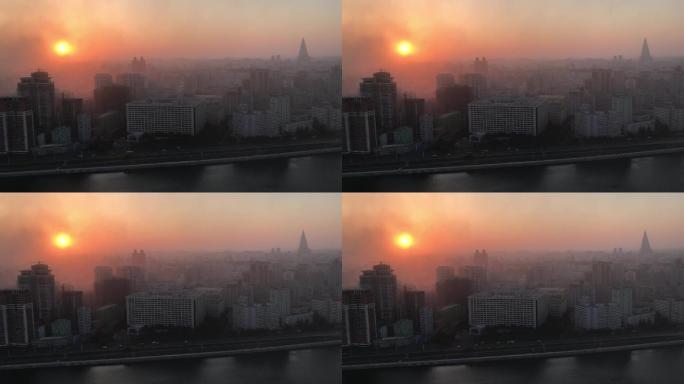 朝鲜平壤空气污染雾霾