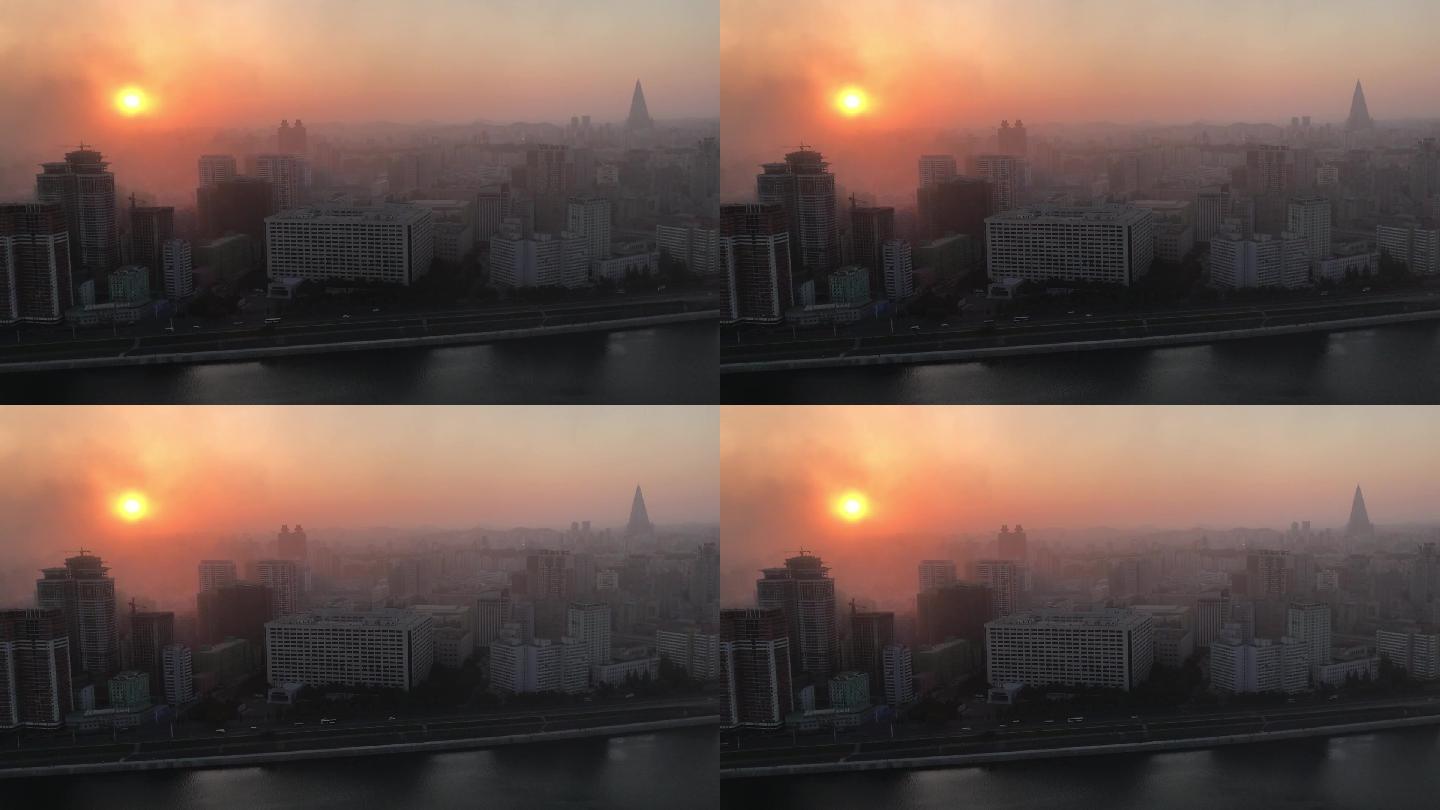 朝鲜平壤空气污染雾霾