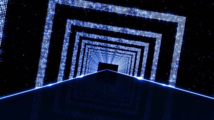 4K蓝色菱形方框光圈光线隧道视频8