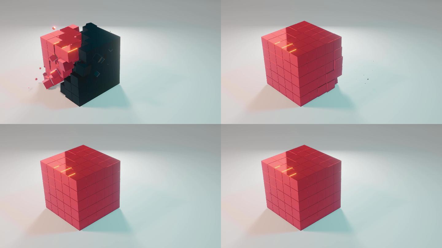 3d立方体红色变化