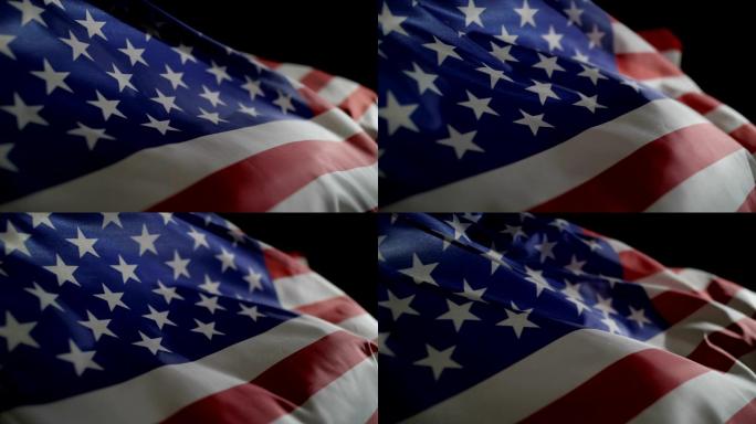 慢动作的美国国旗星条旗五角星自由飘扬飘飘