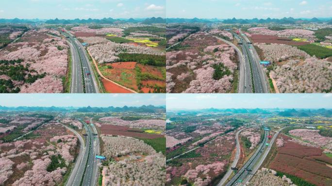 清镇红枫湖樱花高速公路自然风景航拍-1