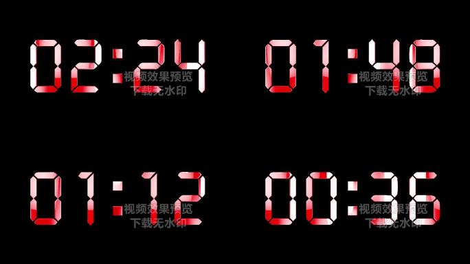 4K红色液晶数字倒数3分钟通道