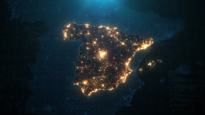 城市灯光照明的西班牙夜图