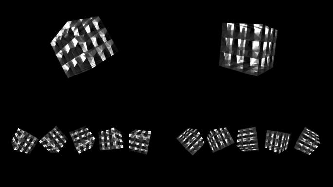 黑白光影旋转动感魔方立方体方块101
