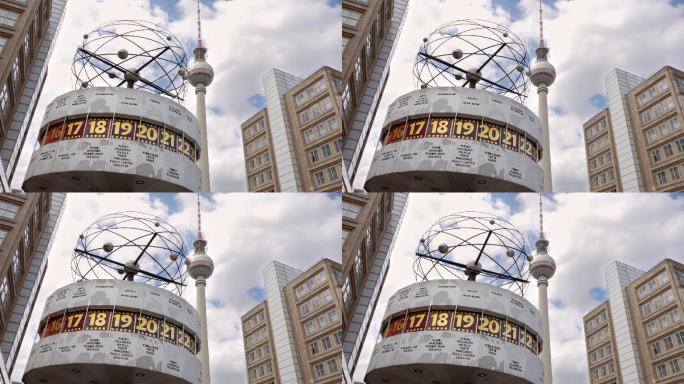 城市建筑亚历山大广场德国柏林世界钟
