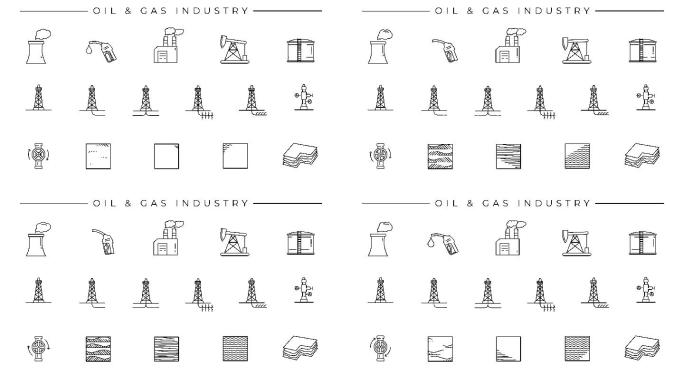 石油和天然气技术图标的集合