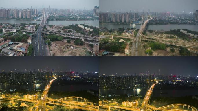 广州鹤洞大桥交通日转夜