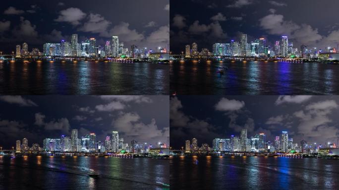 佛罗里达州迈阿密市中心夜间的天际线