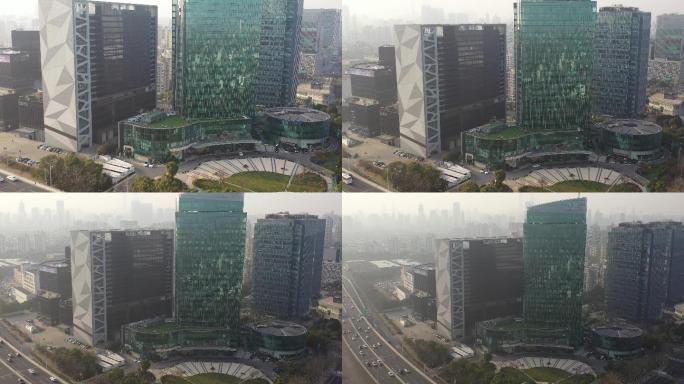 4K原素材-航拍上海永达国际大厦商圈