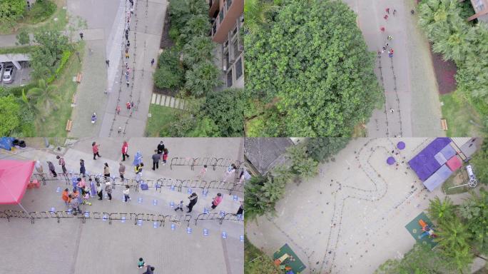 航拍排队做核酸