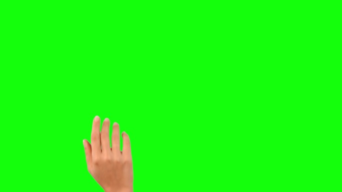 绿色屏幕上的女性手触摸屏手势