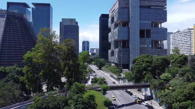 里约热内卢街道城市建筑快速发展航拍延时国