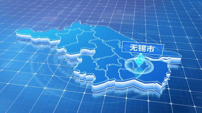 江苏无锡市蓝色科技感定位地图