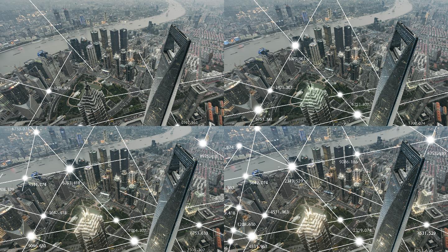 城市通信技术智慧化城市实景结合线条物联网