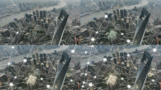 城市通信技术智慧化城市实景结合线条物联网