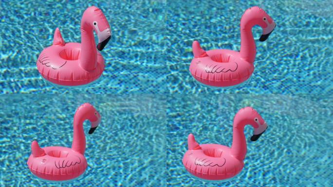 泳池里的火烈鸟充气玩具
