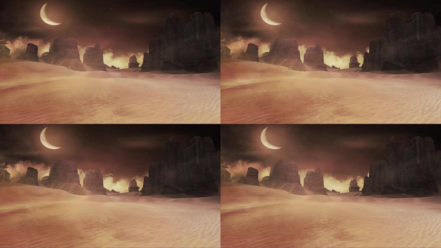 西部沙漠月亮夜景1