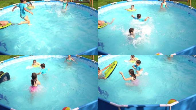 孩子们在游泳池里玩得很开心