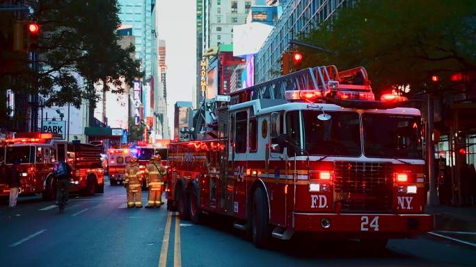纽约市街道消防车消防安全防火火灾救火消防