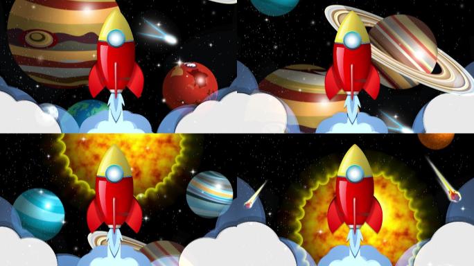 火箭穿越太阳系的循环动画