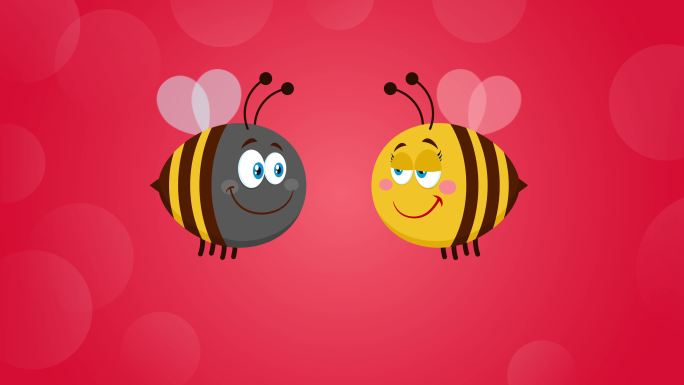 蜜蜂卡通人物情侣相爱