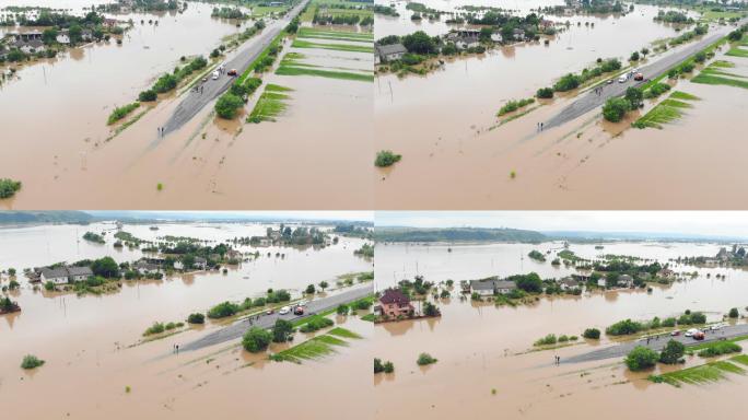 洪水淹没了高速公路