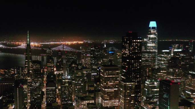旧金山夜景美国地标国外大厦cbd
