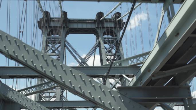 空的美国桥钢结构拉索桥大桥步行桥