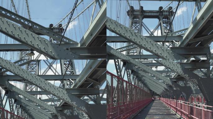 空的美国桥钢结构拉索桥大桥步行桥