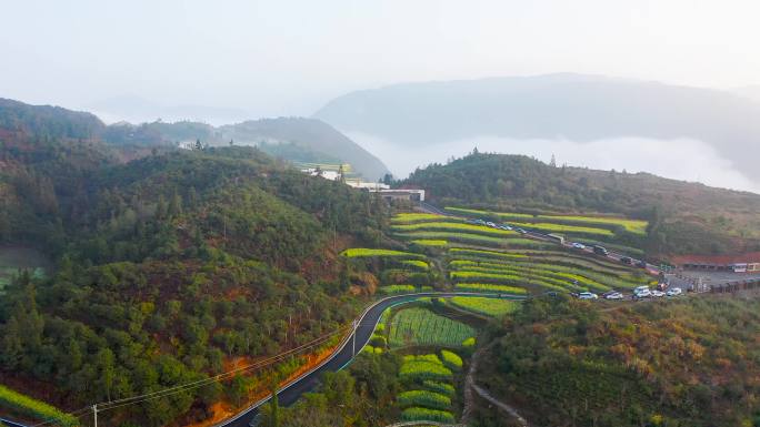 4K航拍江西省上饶市婺源江岭风景区风景