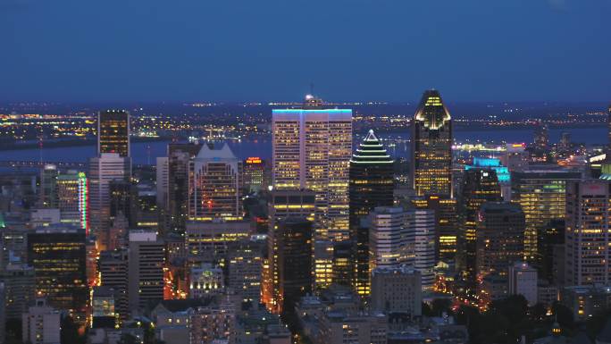 俯瞰城市夜景金融商业鸟瞰视角cdb办公商