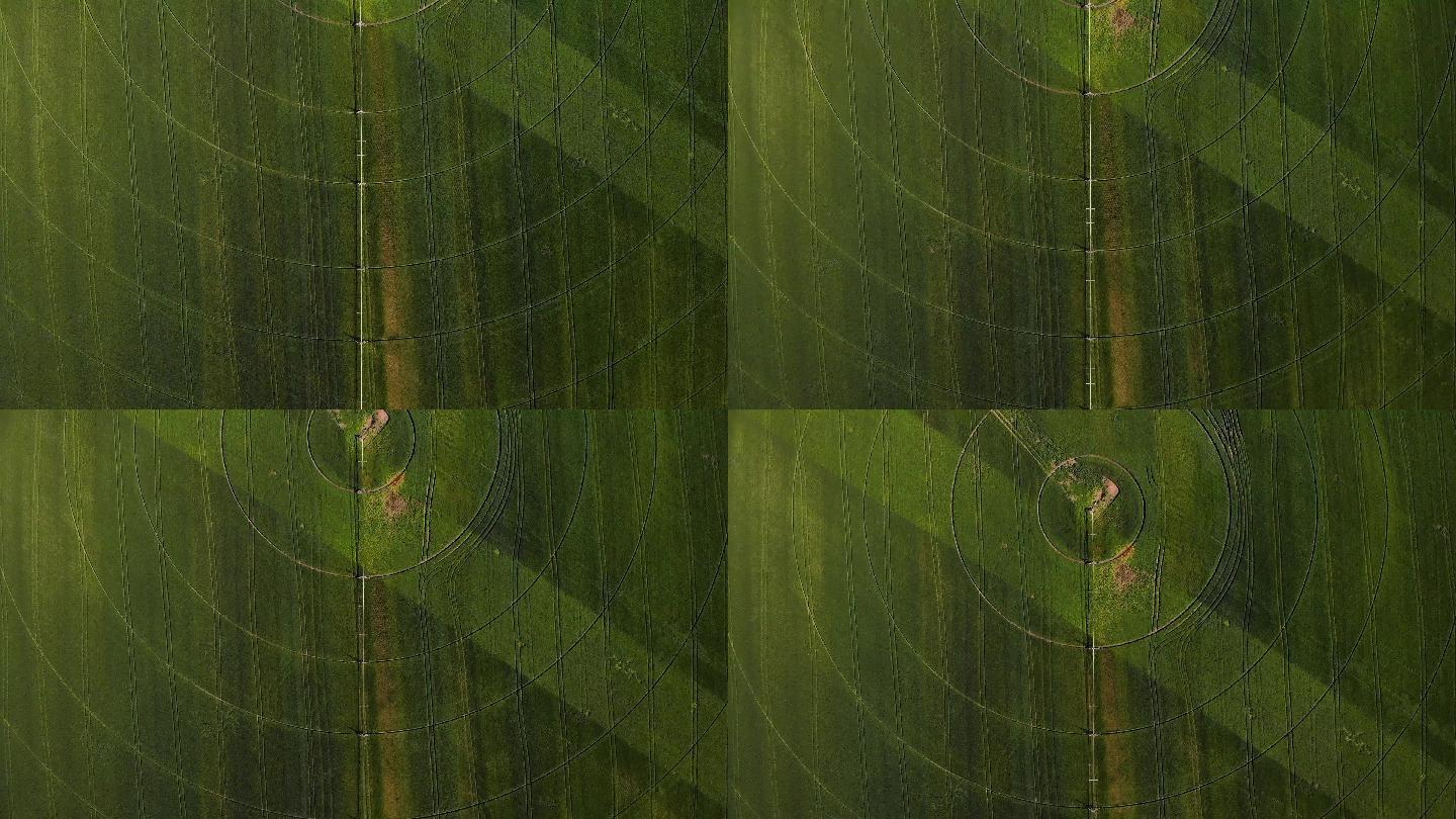 农业鸟瞰图与循环作物灌溉