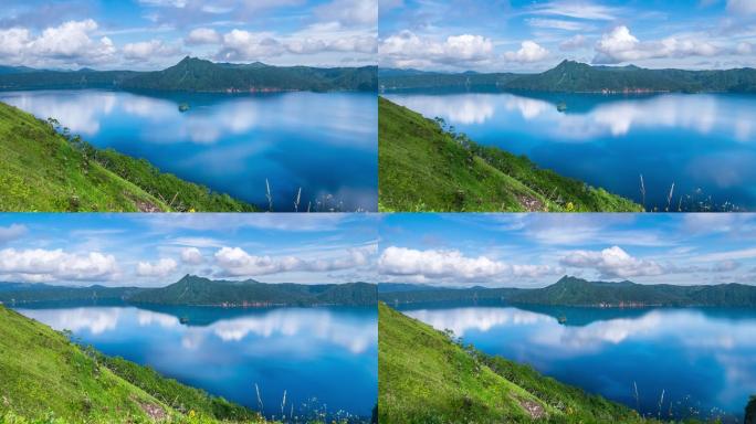 蓝色的马树湖湖水胡泊湖面微风