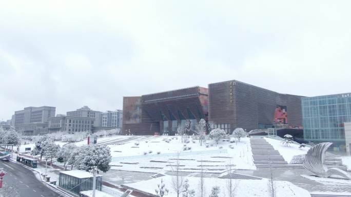 贵州省图书馆、博物馆雪景航拍