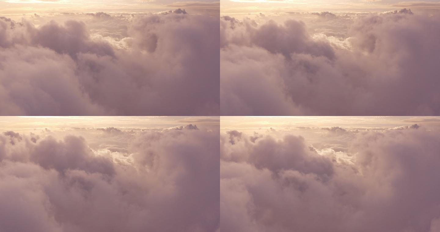 在梦幻般的紫色云景中飞翔
