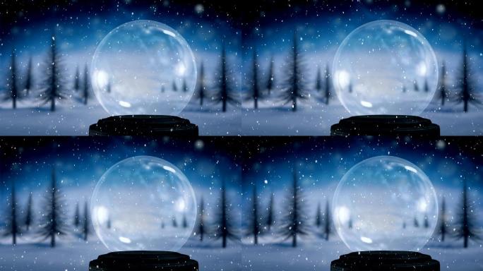 一个空雪球的动画冬季雪花下雪雾凇风景