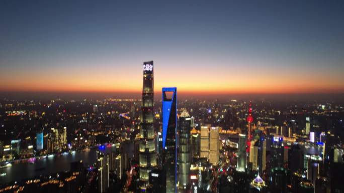 上海浦东陆家嘴航拍夜景城市风光