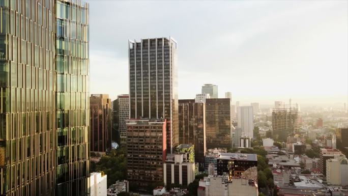 墨西哥城天际线城市建筑快速发展航拍延时国