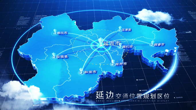 【延边地图】科技蓝白延边地图