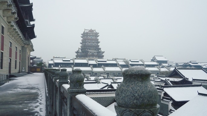 铜官窑古镇春雪雪景