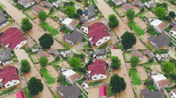 洪水淹没的房屋洪水洪灾