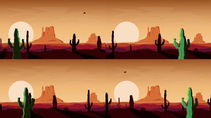 西部沙漠旅行动画卡通风格牛仔墨西哥世界