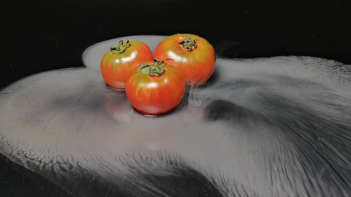 原创视频素材 升格拍摄烟雾中的西红柿